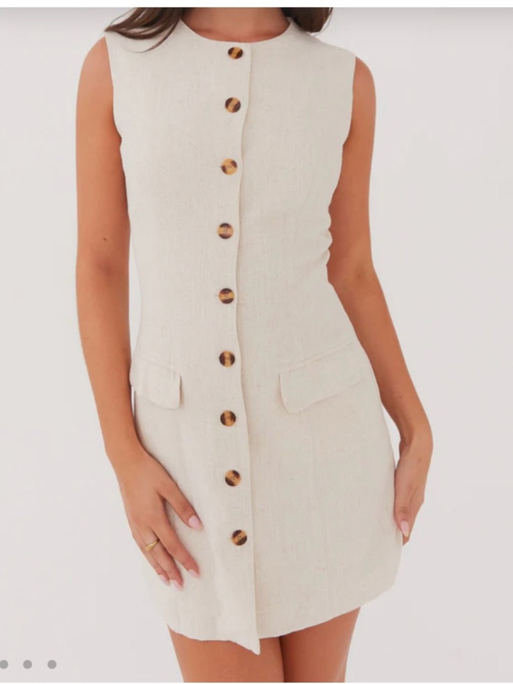 Peppermayo Cream Button-Front Mini Dress
